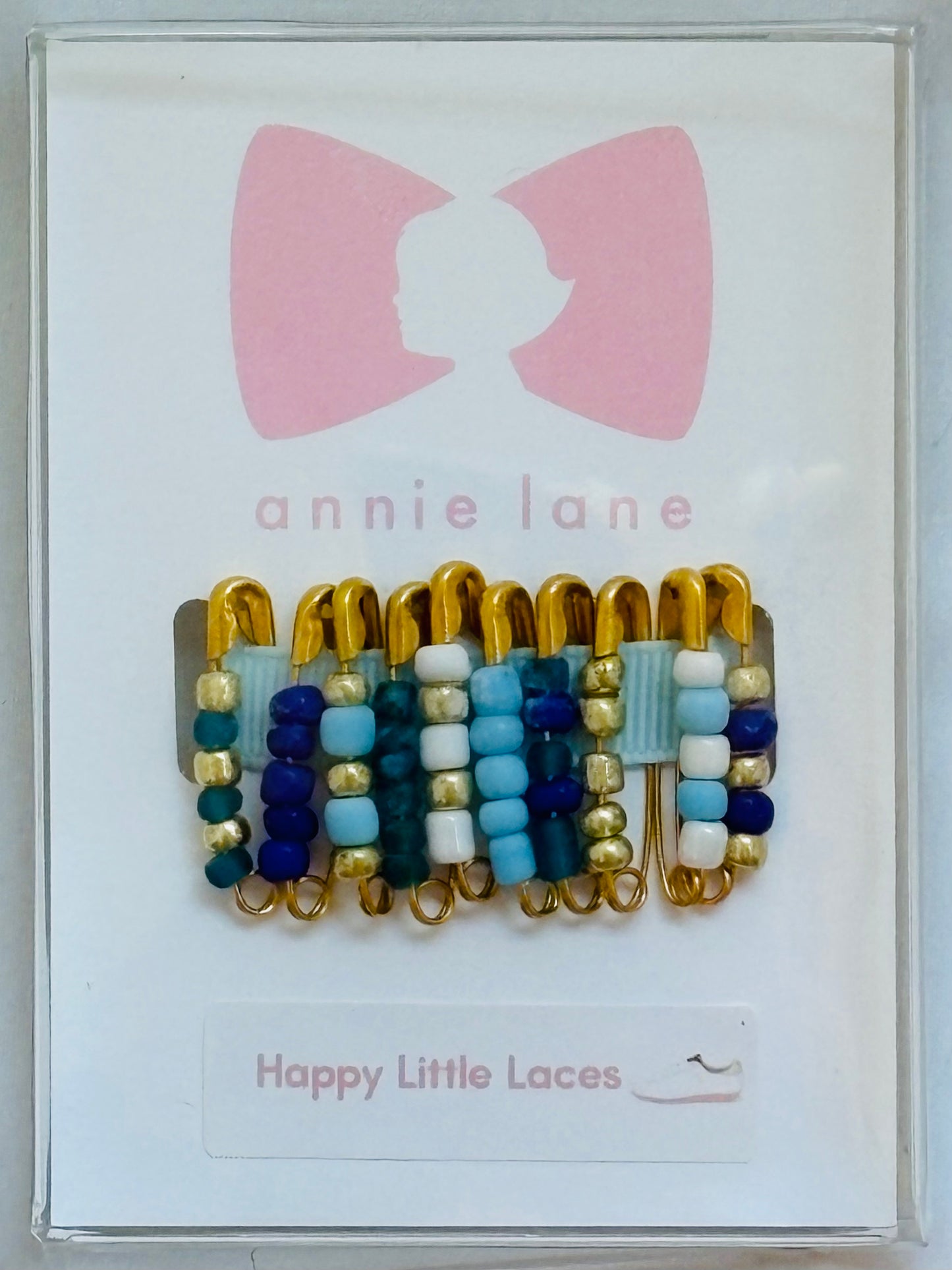 Holiday set of shoelace pins - small bright blue/gold