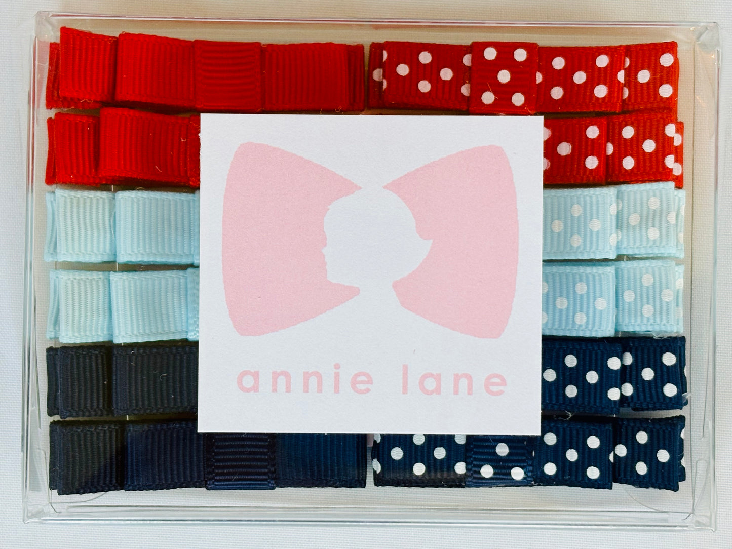 Hair Bows - Patriotic - Red, White & Blue Polka Dot - Set of 12