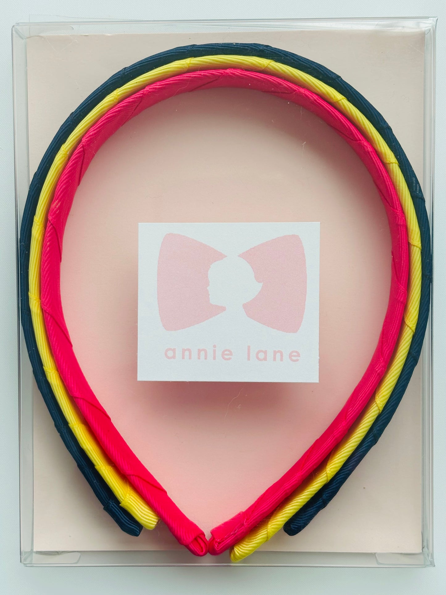 Headbands - Classic Grosgrain - Navy, Lemon & ShockingPink - Set of 3