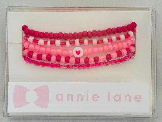 Pink set of five bracelets