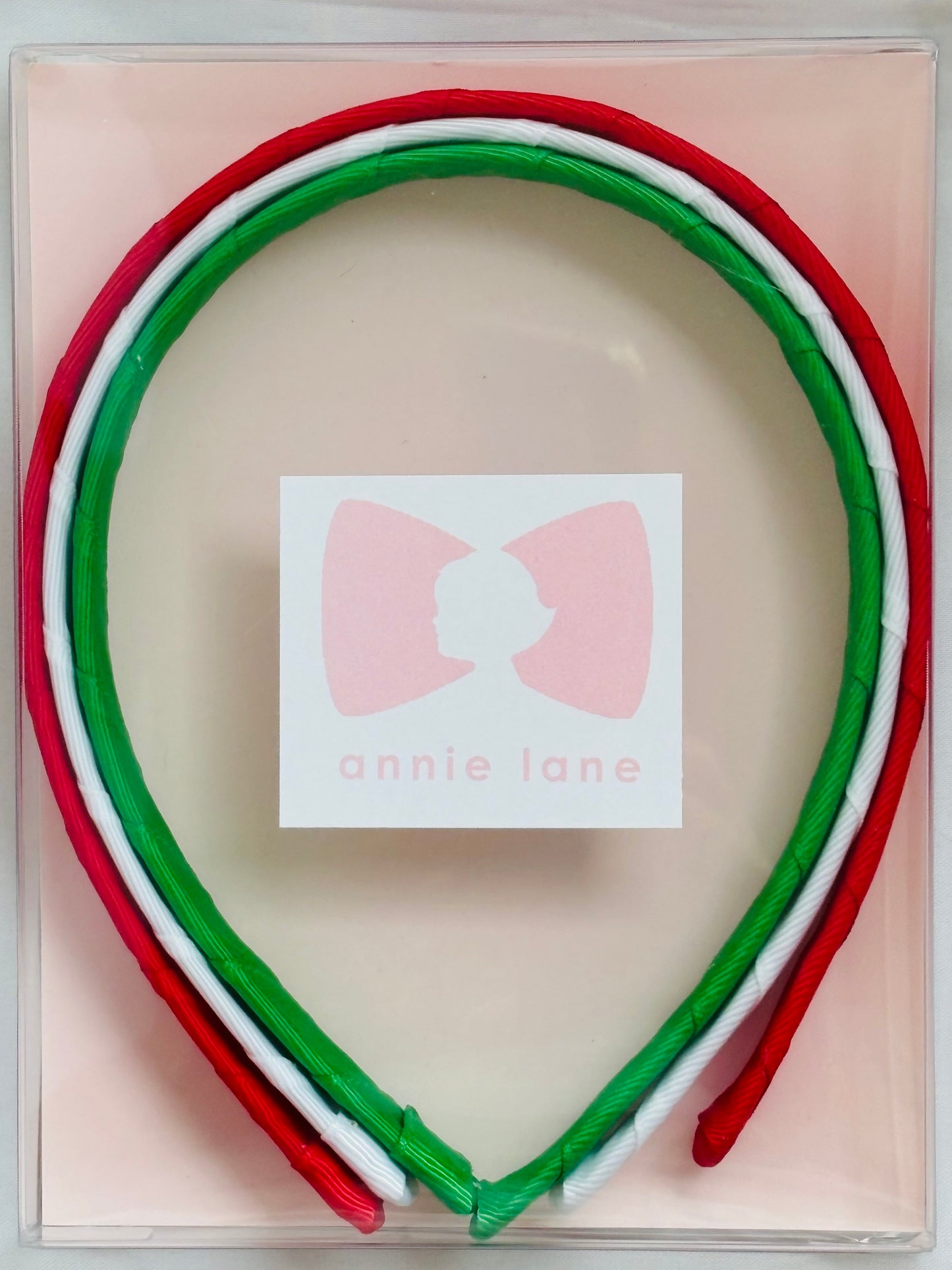 Holiday set of three headbands - bright red/green/white