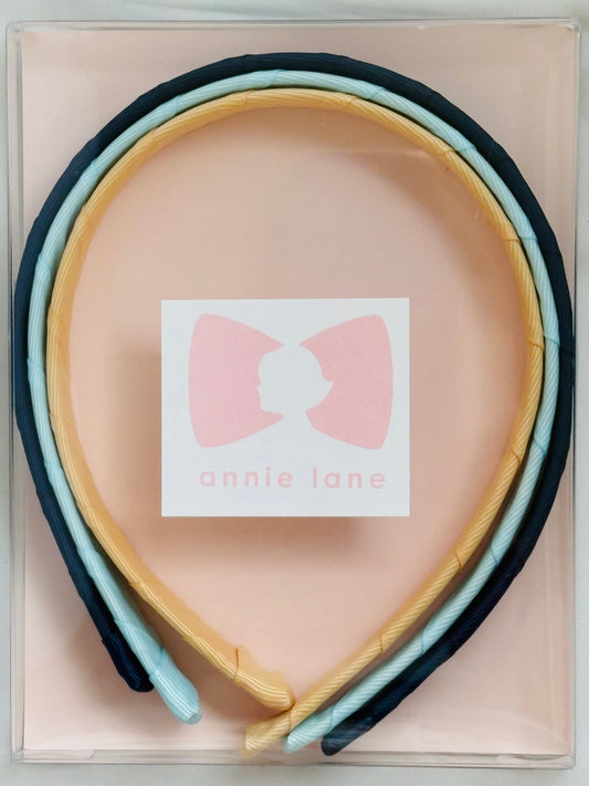 Holiday set of three headbands - blues/gold