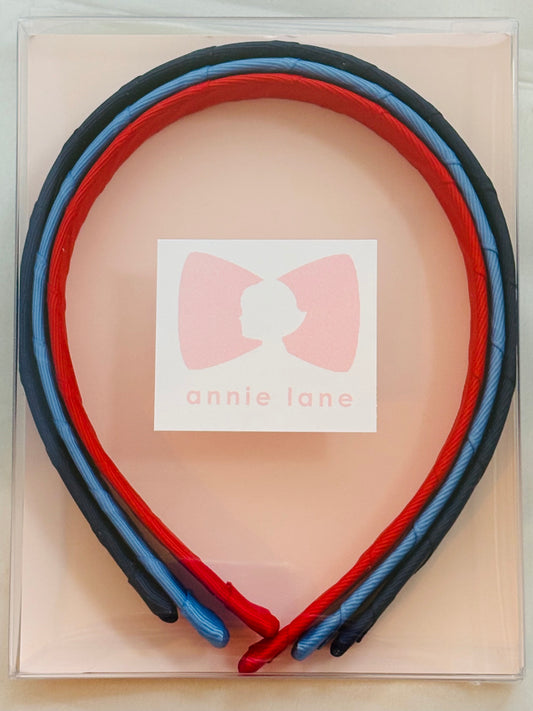 Set of three headbands - navy/blue/red