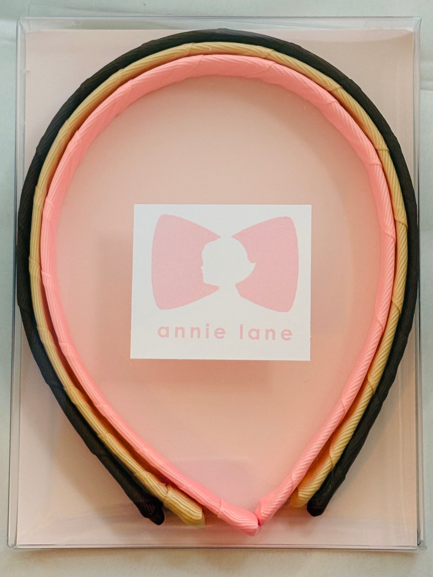 Set of three headbands - brown/light gold/pink