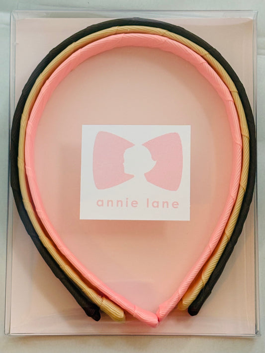 Set of three headbands - brown/light gold/pink