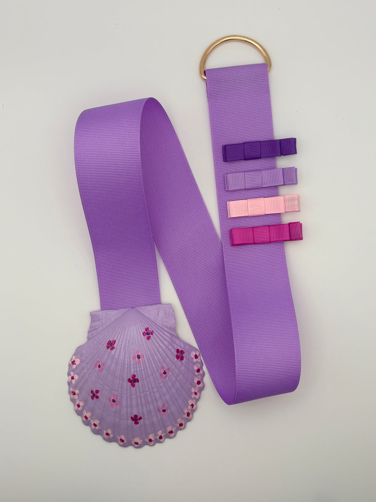 Hand-Painted Scallop Shell Hair Bow Holder - Lavender
