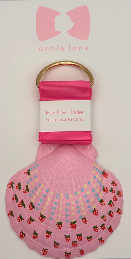 Hand-Painted Scallop Shell Hair Bow Holder - Pink