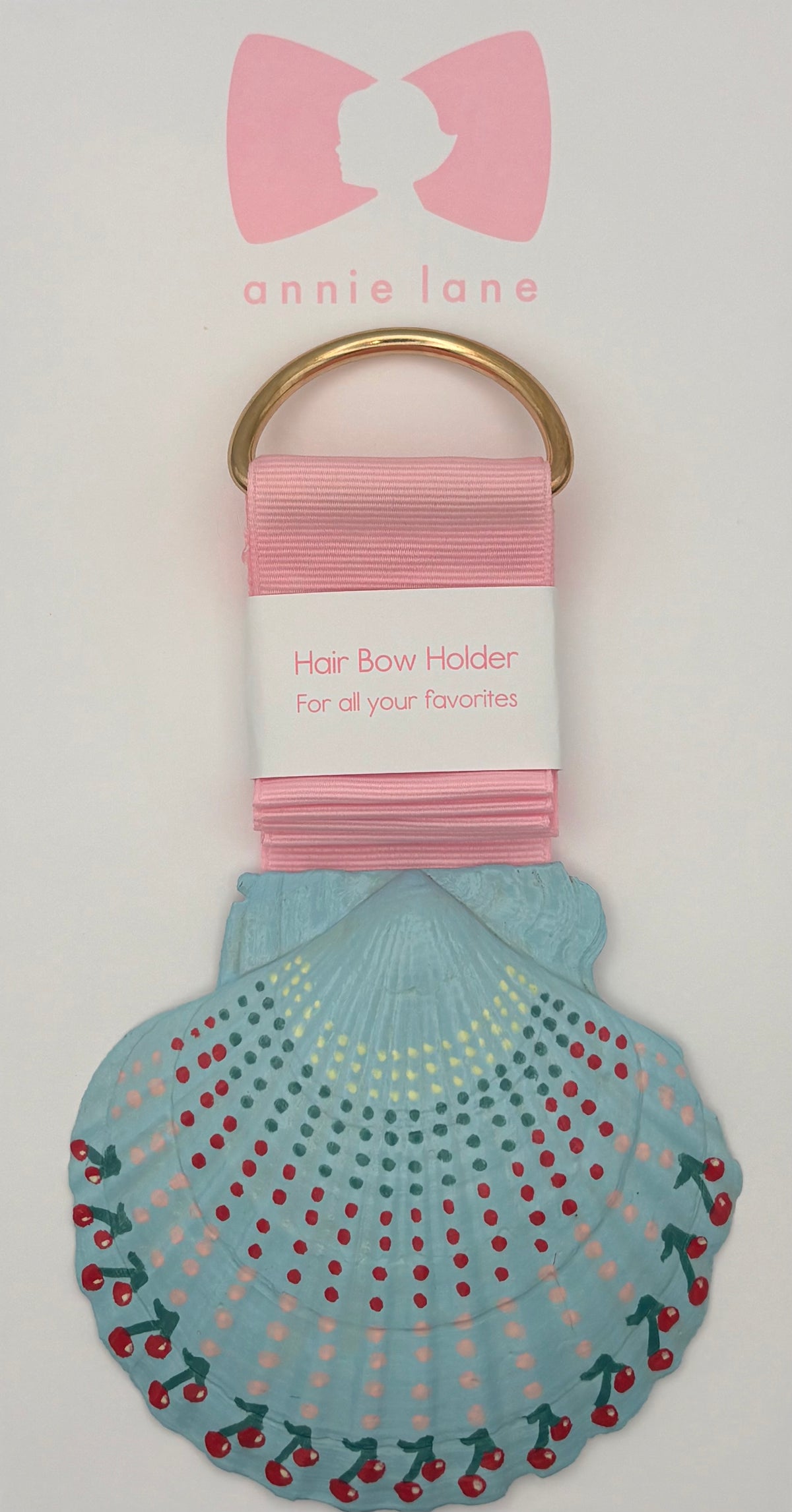 Hand-Painted Scallop Shell Hair Bow Holder - Blue