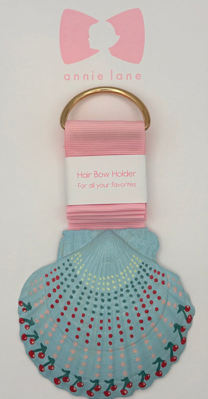 Hand-Painted Scallop Shell Hair Bow Holder - Blue