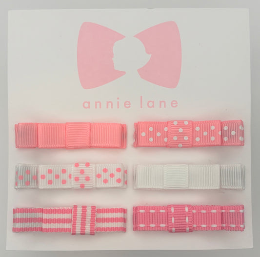 The Perfect Hair Bow - Set of Six - Pink & White Mixed Patterns