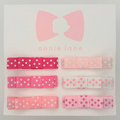 The Perfect Hair Bow - Set of Six - Shades of Pink Polka Dots