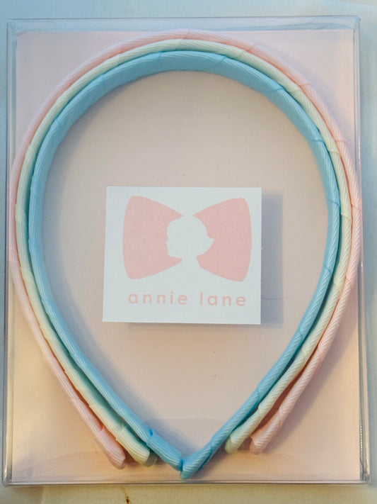Set of three headbands - pale pink/blue/cream