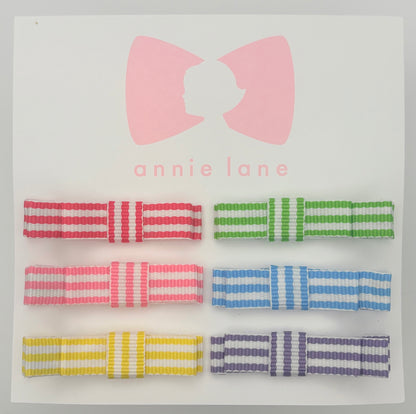 The Perfect Hair Bow - Set of Six - Pastel Rainbow Stripes