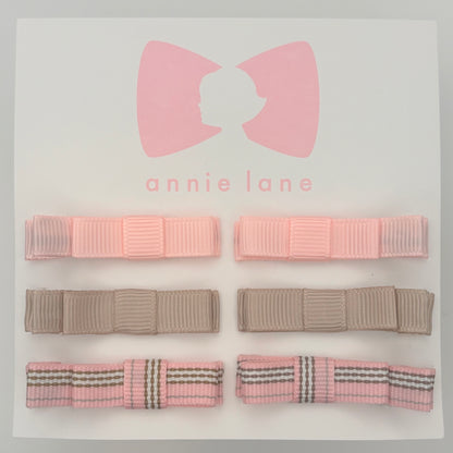 The Perfect Hair Bow - Set of Six - Pink Blush & Taupe Solids