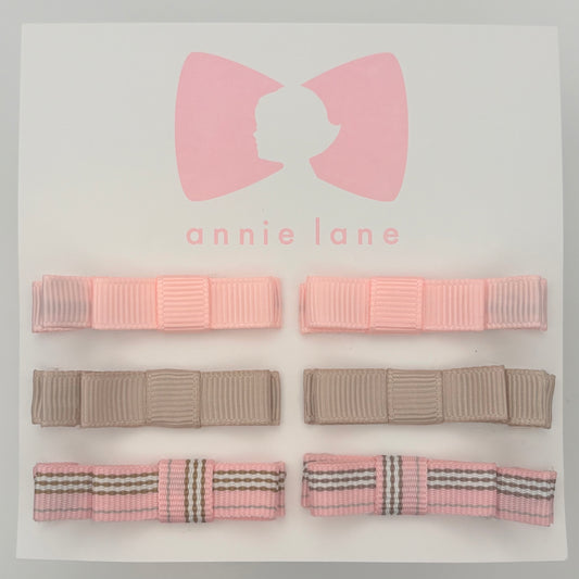 The Perfect Hair Bow - Set of Six - Pink Blush & Taupe Solids