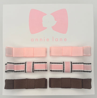 The Perfect Hair Bow - Set of Six - Pink Blush & Brown Solids