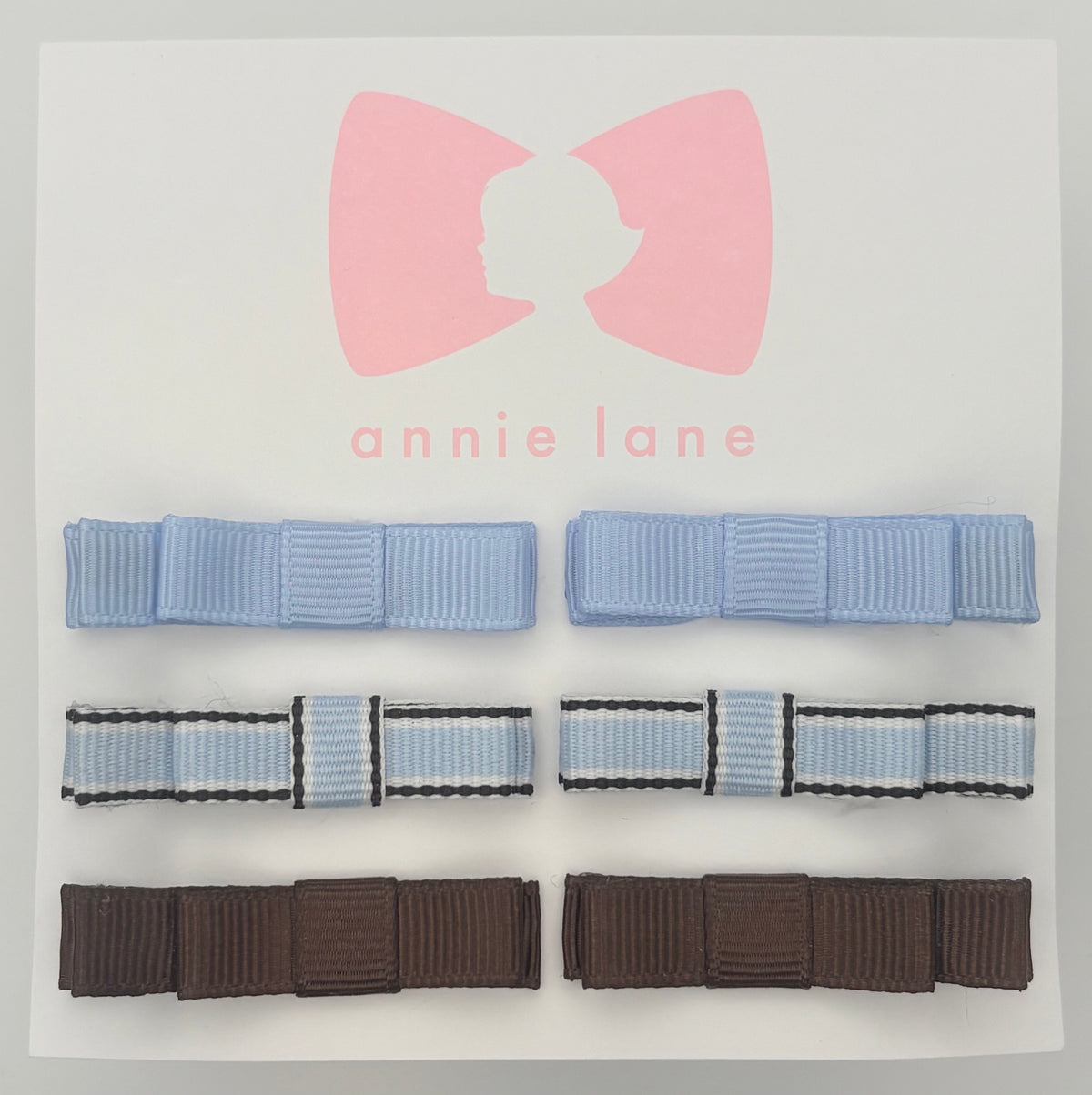 The Perfect Hair Bow - Set of Six - Dusty Blue & Brown Solids