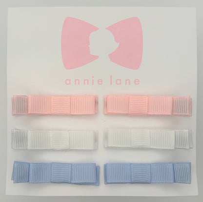 The Perfect Hair Bow - Set of Six - Pink, White & Blue Solids