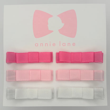 The Perfect Hair Bow - Set of Six - Pink & White Solids