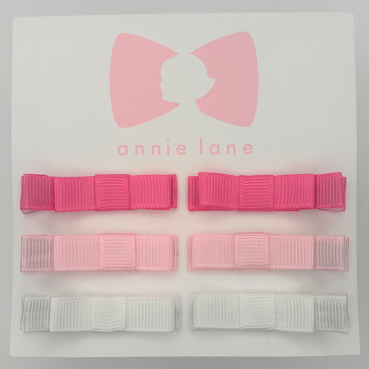 The Perfect Hair Bow - Set of Six - Pink & White Solids