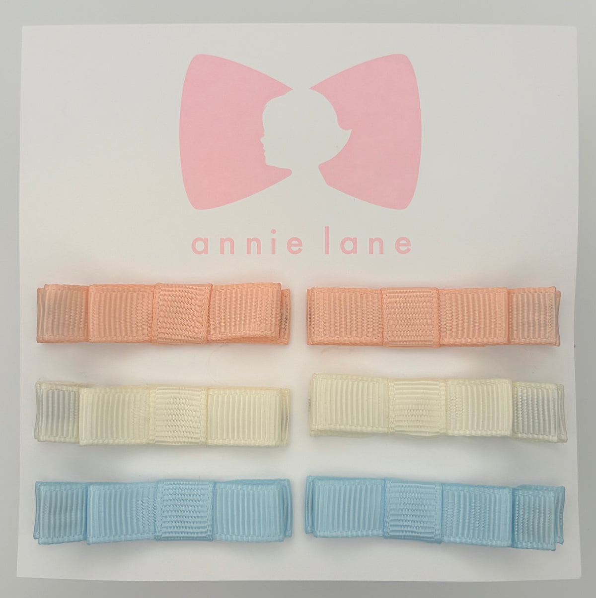 The Perfect Hair Bow - Set of Six - Peach, Ivory & Blue Solids