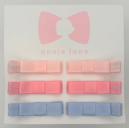 The Perfect Hair Bow - Set of Six - Pink & Blue Solids