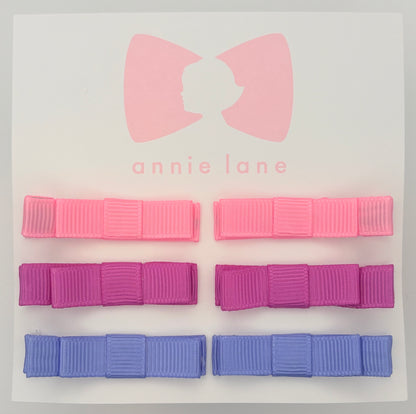 The Perfect Hair Bow - Set of Six - Pink & Periwinkle Solids