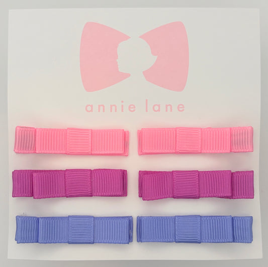 The Perfect Hair Bow - Set of Six - Pink & Periwinkle Solids