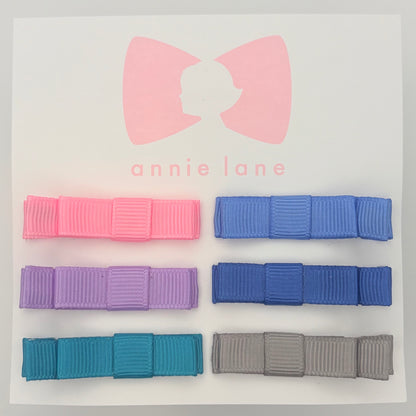 The Perfect Hair Bow - Set of Six - Pink, Blue & Purple Solids