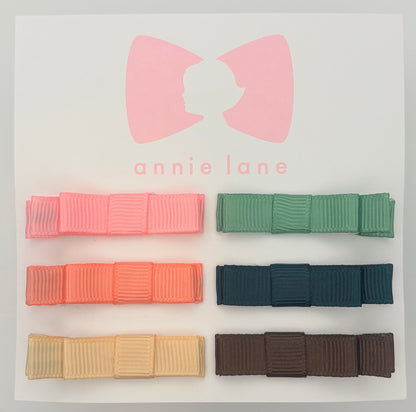 The Perfect Hair Bow - Set of Six - Coral, Green & Navy Solids
