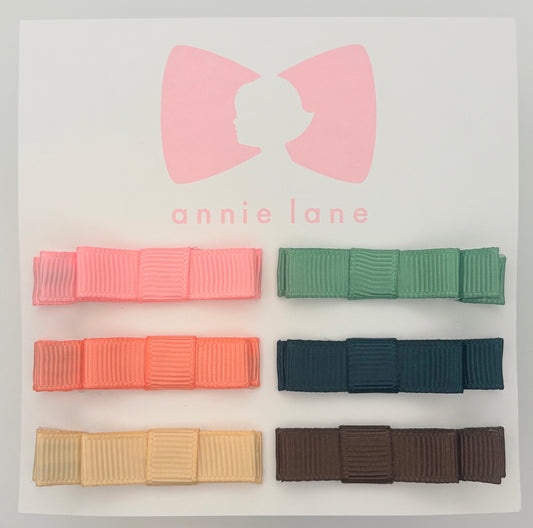 The Perfect Hair Bow - Set of Six - Coral, Green & Navy Solids