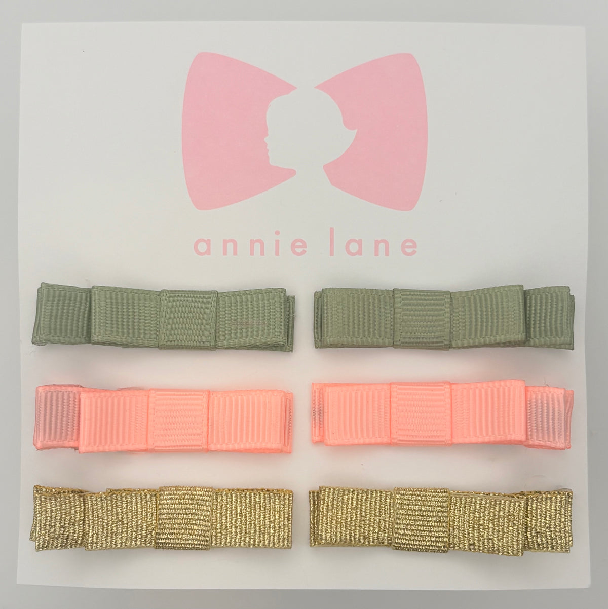 The Perfect Hair Bow - Set of Six - Sage, Peach & Gold Solids