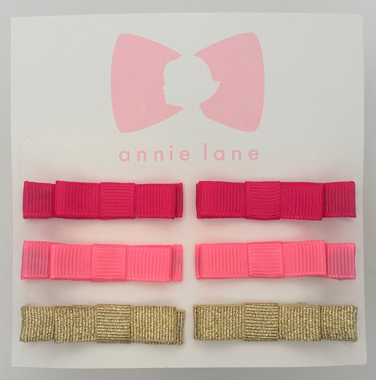 The Perfect Hair Bow - Set of Six - Pink & Gold Solids