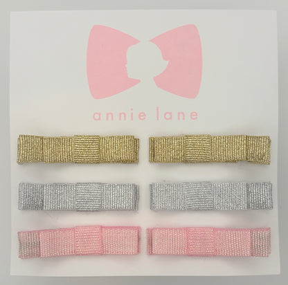 The Perfect Hair Bow - Set of Six - Gold, Silver & Pink Metallics
