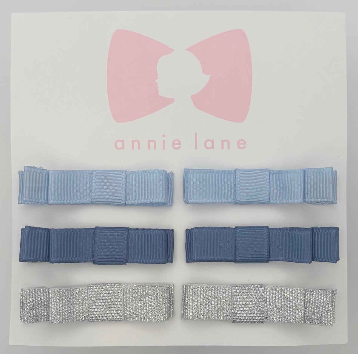 The Perfect Hair Bow - Set of Six - Blue & Silver Solids
