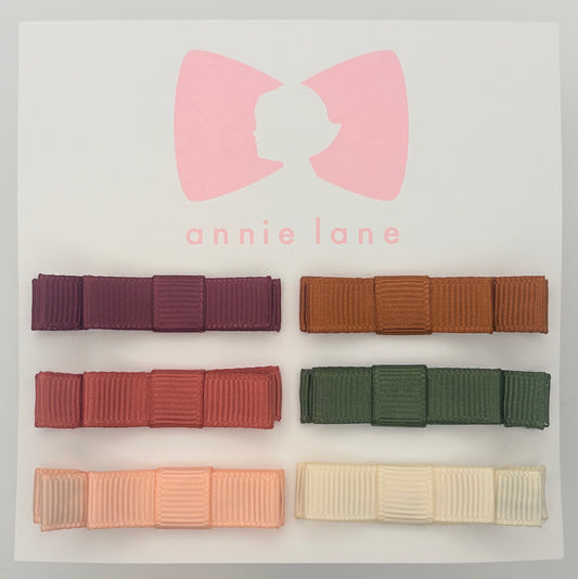 The Perfect Hair Bow - Set of Six - Burgundy, Rust & Green Solids
