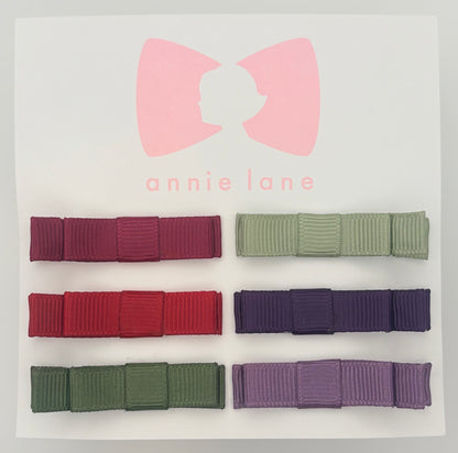 The Perfect Hair Bow - Set of Six - Burgundy, Red & Purple Solids