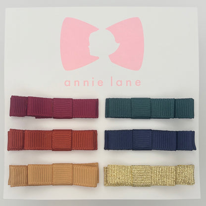The Perfect Hair Bow - Set of Six - Burgundy, Teal & Navy Solids with Gold