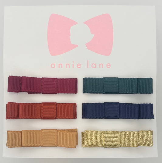 The Perfect Hair Bow - Set of Six - Burgundy, Teal & Navy Solids with Gold
