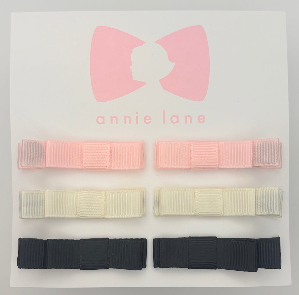 The Perfect Hair Bow - Set of Six - Pink, Ivory & Black Solids