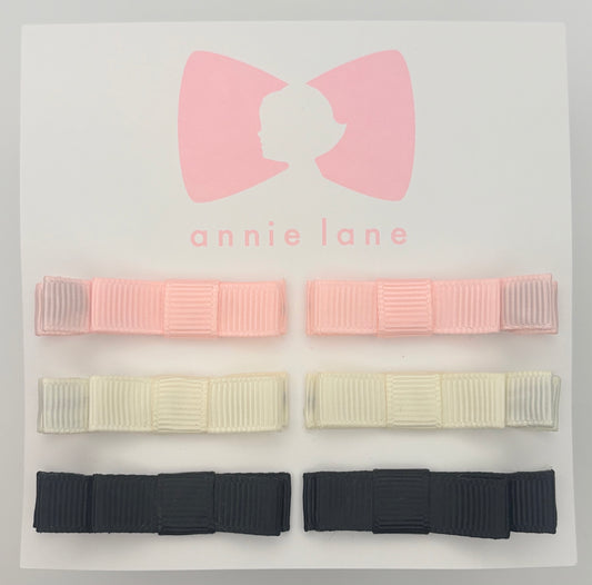 The Perfect Hair Bow - Set of Six - Pink, Ivory & Black Solids