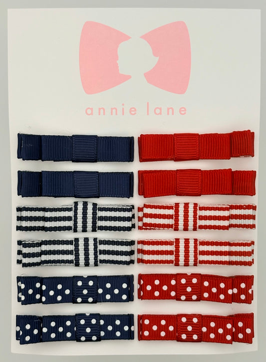 The Perfect Hair Bow - Set of 12 - Navy & Red