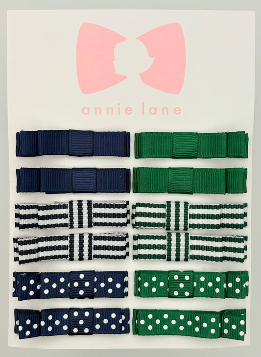 The Perfect Hair Bow - Set of 12 - Navy & Hunter