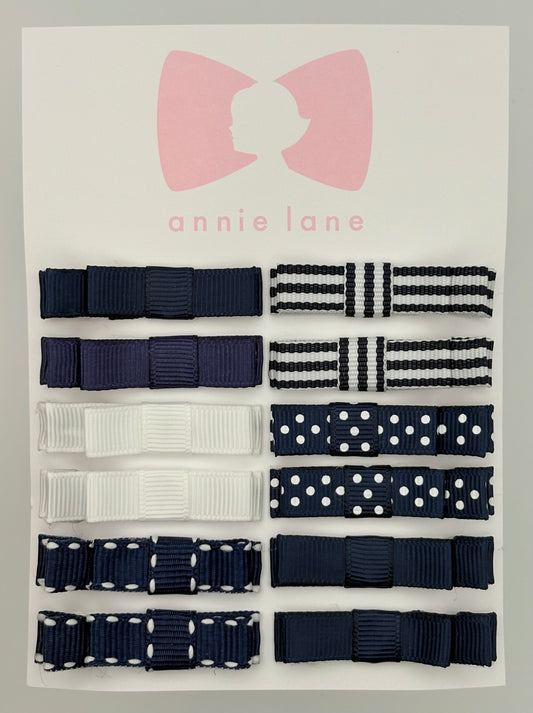The Perfect Hair Bow - Set of 12 - Navy & White