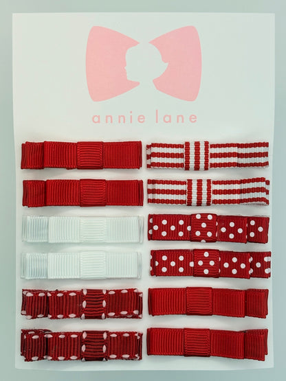 The Perfect Hair Bow - Set of 12 - Red & White
