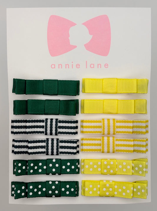 The Perfect Hair Bow - Set of 12 - Hunter & Yellow