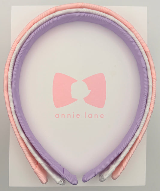 Headbands - Set of Three - Light Pink, White & Orchid