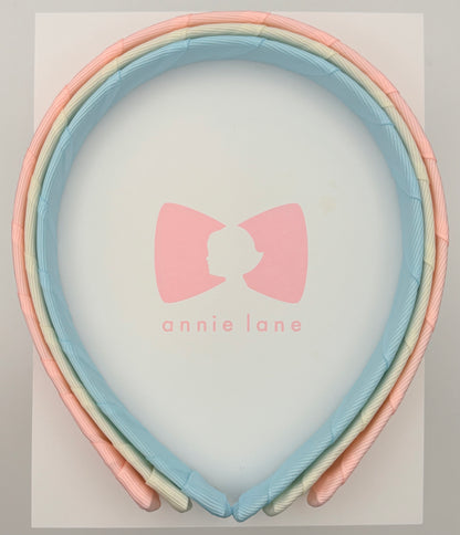 Headbands - Set of Three - Light Pink, Antique White & Light Blue
