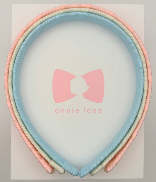 Headbands - Set of Three - Light Pink, Antique White & Light Blue