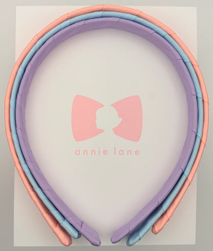 Headbands - Set of Three - Cotton Candy, Light Blue & Orchid